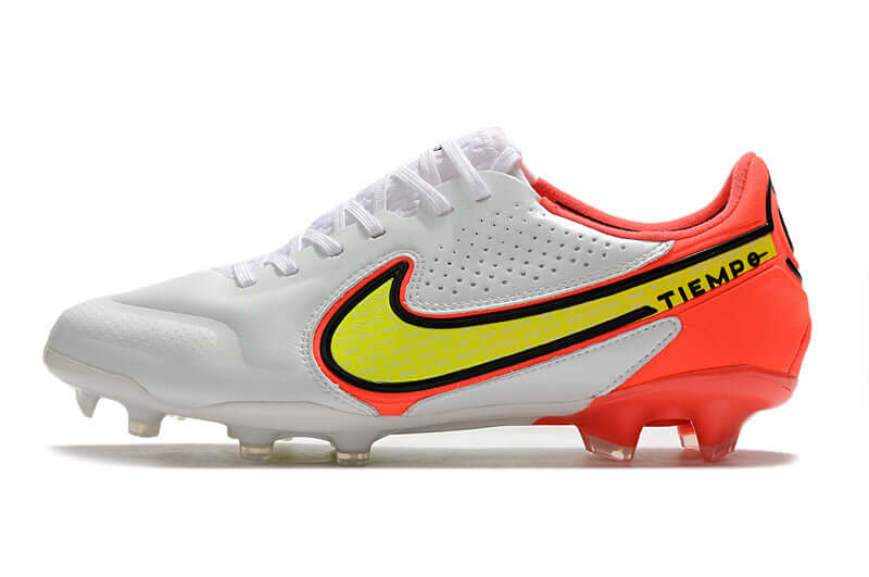 Chuteira Campo Nike Tiempo Legend 9 Elite FG Branca e Laranja "Motivation Pack"