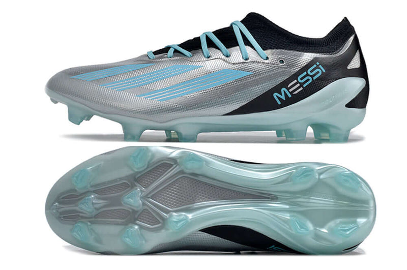 Chuteira Campo Adidas CrazyFast Messi.1 FG Prata e Azul "Infinito"