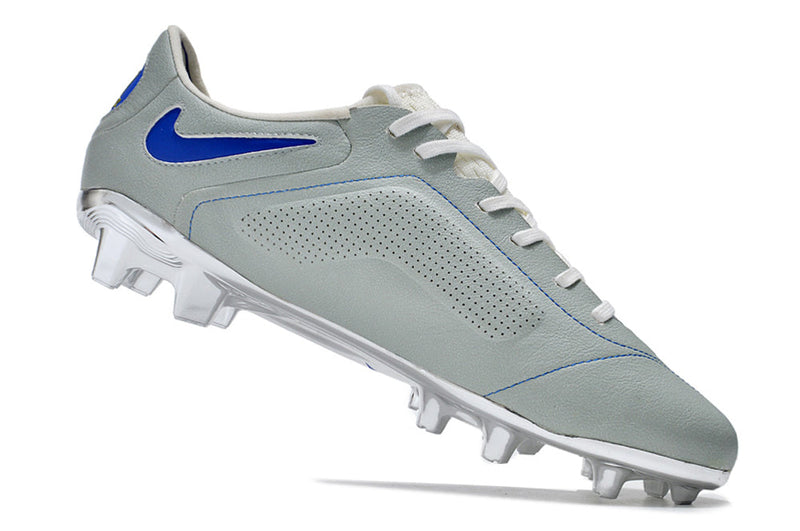 Chuteira Campo Nike Tiempo Legend 9 Elite FG Cinza e Azul "Made in Italy"