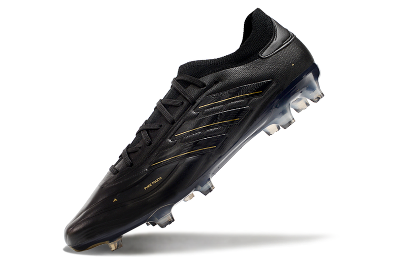 Chuteira Campo Adidas Copa Pure II + FG Preta e Dourada "Darkspark Pack"