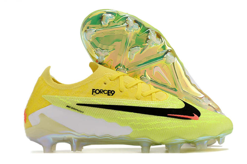 Chuteira Campo Nike Phantom GX Elite FG Amarela e Verde "Haaland"