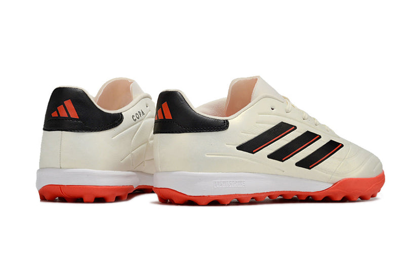 Chuteira Society Adidas Copa Pure.1 TF Bege, Laranja e Preta "Solar Energy"