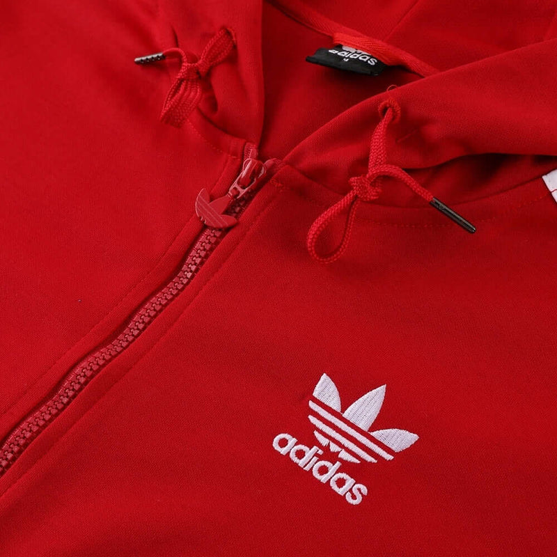 Conjunto de Moletom Adidas com Touca Vermelho e Preto