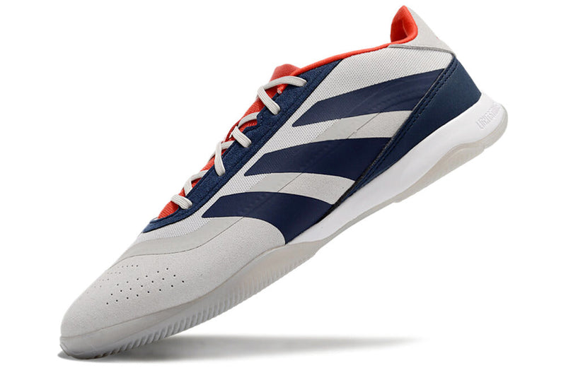 Chuteira Futsal Adidas Predator 24 Elite IC Prata, Azul e Vermelho "Roteiro Pack"