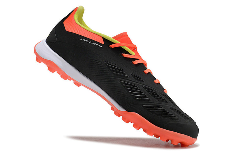 Chuteira Society Adidas Predator Elite TF Preta, Laranja e Branco "Solar Energy"