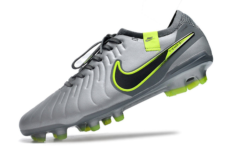 Chuteira Campo Nike Tiempo Legend 10 Elite FG Cinza, Preta e Verde