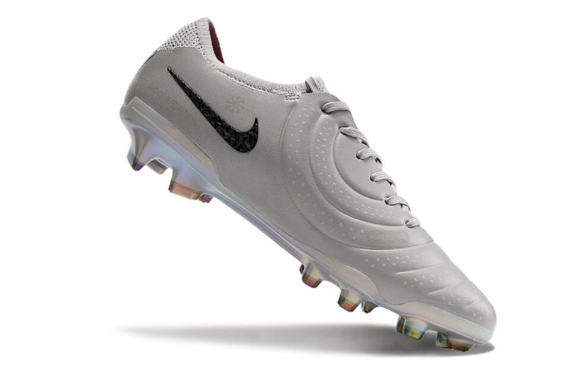 Chuteira Campo Nike Tiempo Legend 10 Elite FG Prata e Preto "Rising Gem Pack"