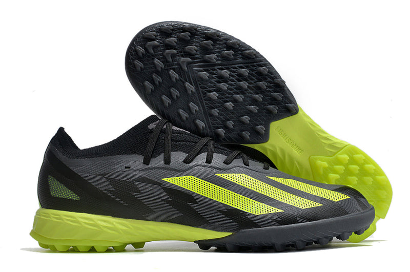 Chuteira Society Adidas X Crazyfast.1 TF Preta e Verde "Crazycharged Pack"