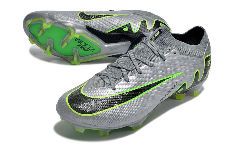 Chuteira Campo Nike Air Zoom Mercurial Vapor 15 Elite FG Cinza e Verde