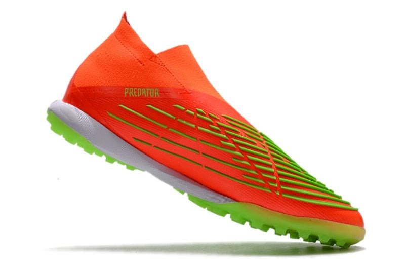 Chuteira Society Adidas Predator Edge+ TF Laranja e Verde "Game Data Pack"