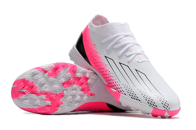 Chuteira Society Adidas X Speedportal.1 TF Branca e Rosa