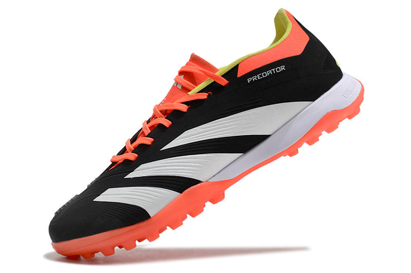 Chuteira Society Adidas Predator Elite TF Preta, Laranja e Branco "Solar Energy"