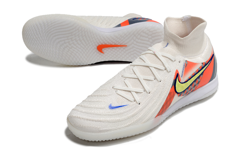 Chuteira Futsal Nike Phantom Luna Elite IC Branca e Vermelho "Barna Pack"