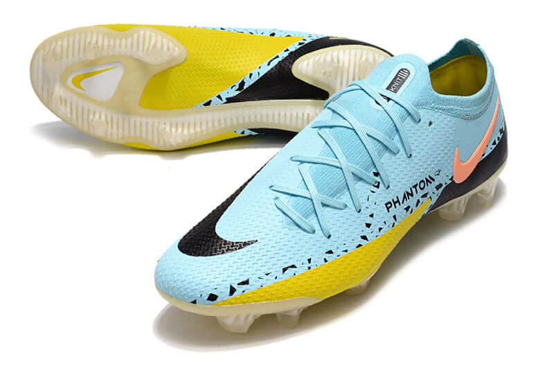 Chuteira Campo Nike Phantom GT2 Elite FG Azul, Preto e Amarelo "Lucent Pack"