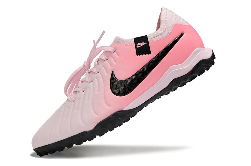 Chuteira Society Nike Tiempo Legend 10 Pro TF Rosa e Preto "Mad Brilliance Pack"