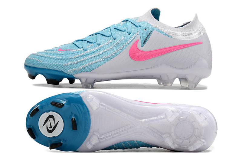 Chuteira Campo Nike Phantom GX 2 Elite FG Cinza, Azul e Rosa