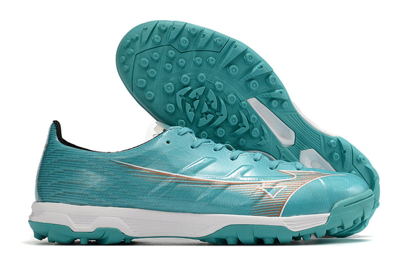 Chuteira Society Mizuno Alpha TF Azul "Azure Blue Pack"