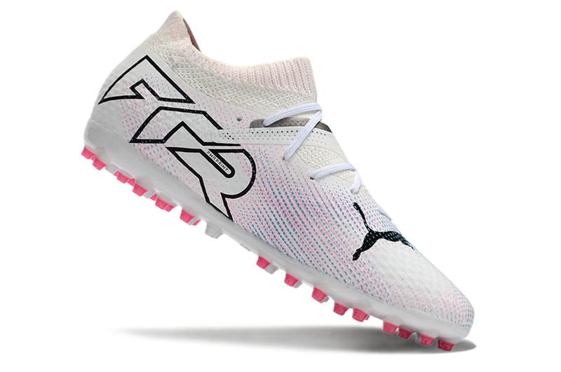 Chuteira Society Puma Future 7 MG Branca e Rosa "Phenomenal Pack"