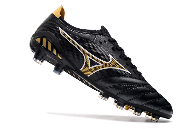 Chuteira Campo Mizuno Morelia Neo 3 FG Preta e Dourada