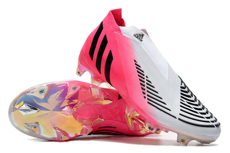 Chuteira Campo Adidas Predator Edge+ FG Rosa e Branco "Beckham"