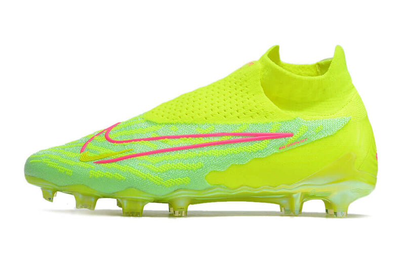 Chuteira Campo Nike Phantom GX DF Elite FG Verde e Rosa