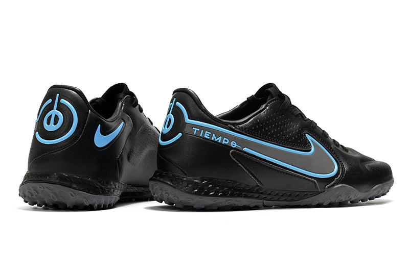 Chuteira Society Nike Tiempo Legend 9 Elite TF Preto e Azul "Renew Pack"