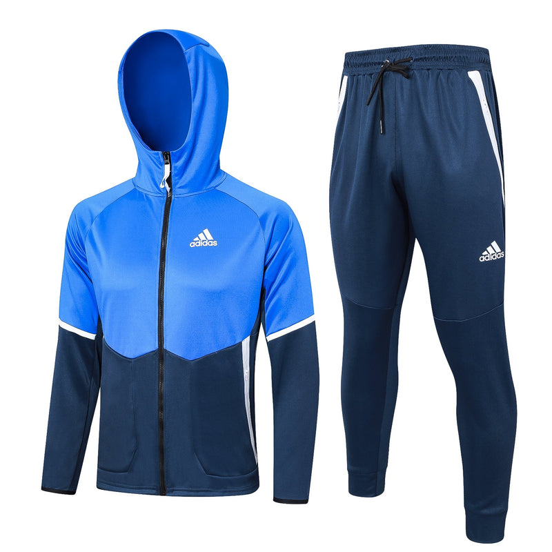 Conjunto de Moletom Adidas Sportswear com Touca Azul e Branco