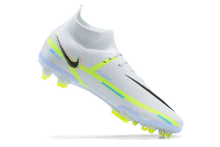 Chuteira Campo Nike Phantom GT2 DF Elite FG Branca e Verde "Progress Pack"