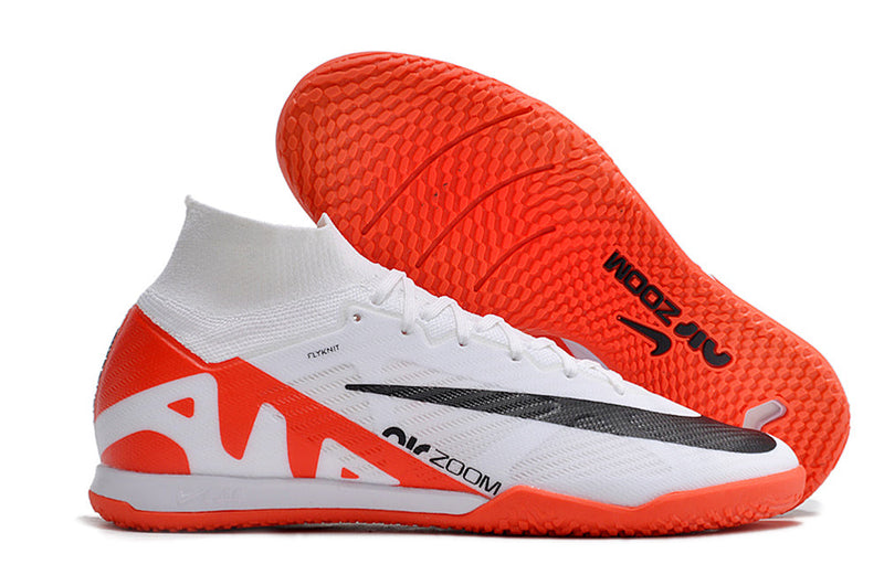 Chuteira Futsal Nike Air Zoom Mercurial Superfly 9 Elite IC Branca e Laranja "Ready Pack"