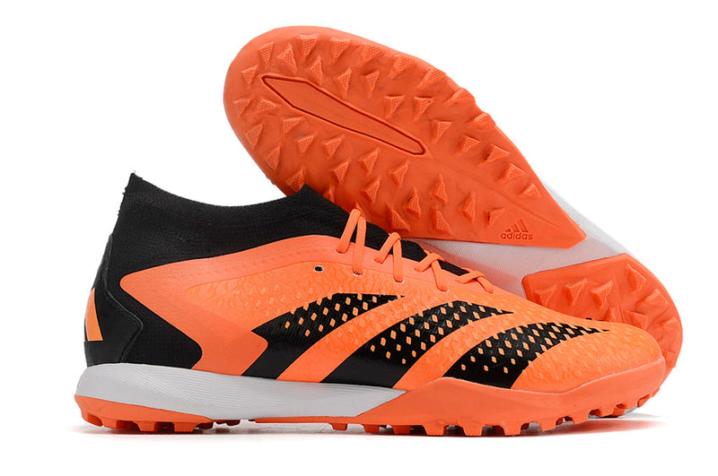 Chuteira Society Adidas Predator Accuracy.1 TF Preta e Laranja "Heatspawn Pack"