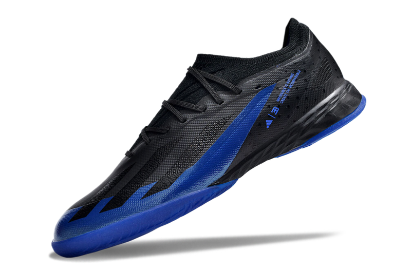 Chuteira Futsal Adidas X Crazyfast.1 IC Preta e Azul "Bugatti"