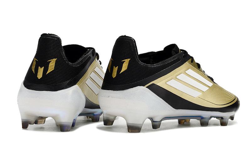 Chuteira Campo Adidas F50 Messi FG Preto e Dourado "Triunfo Dorado Pack"