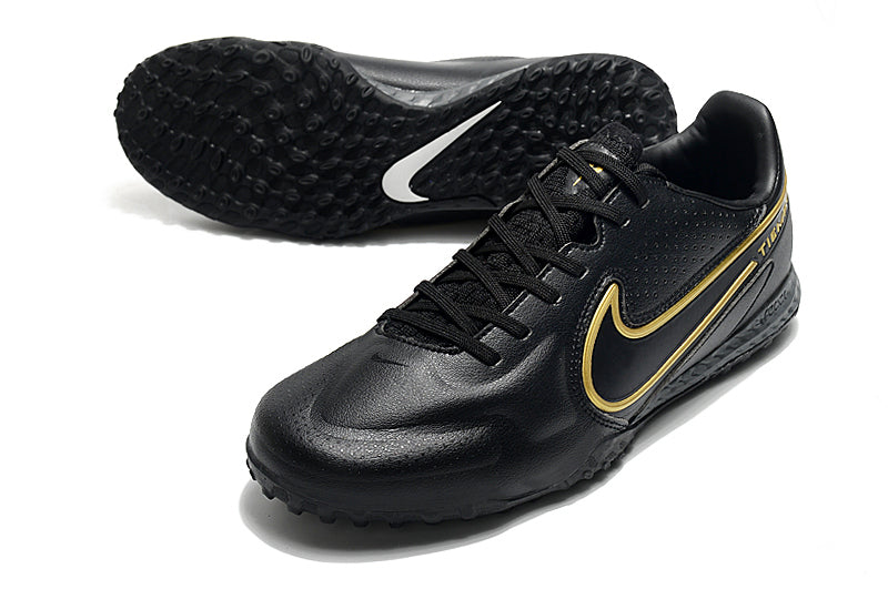 Chuteira Society Nike Tiempo Legend 9 Elite TF Preto e Dourado