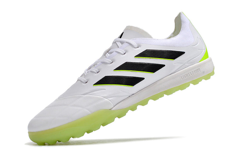 Chuteira Society Adidas Copa Pure.1 TF Branca e Verde "Crazyrush Pack"