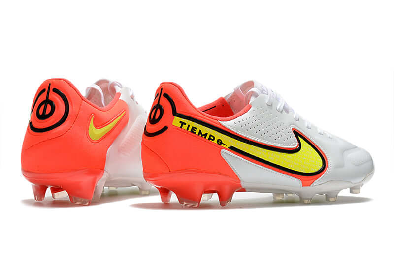 Chuteira Campo Nike Tiempo Legend 9 Elite FG Branca e Laranja "Motivation Pack"