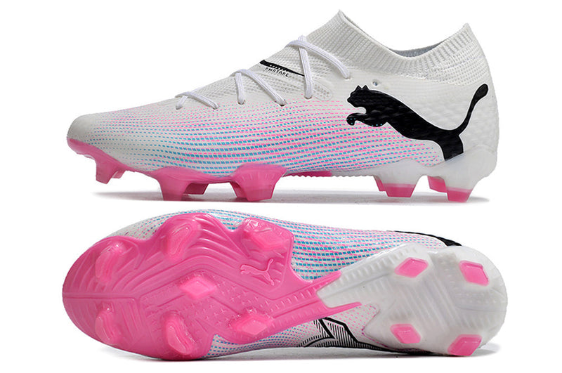 Chuteira Campo Puma Future 7 FG Branca e Rosa "Phenomenal Pack"