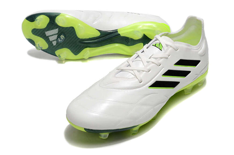 Chuteira Campo Adidas Copa Pure.1 FG Branca e Verde "Crazyrush Pack"