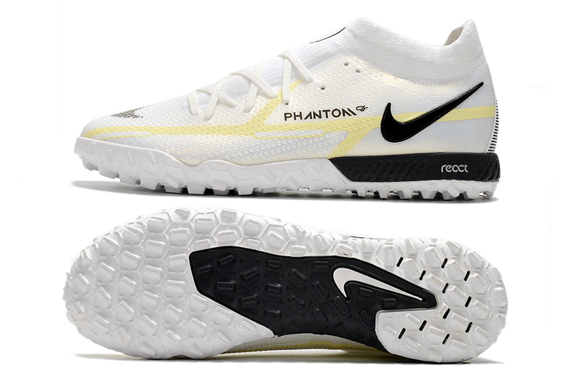 Chuteira Society Nike Phantom GT2 DF Elite TF Branco e Preto