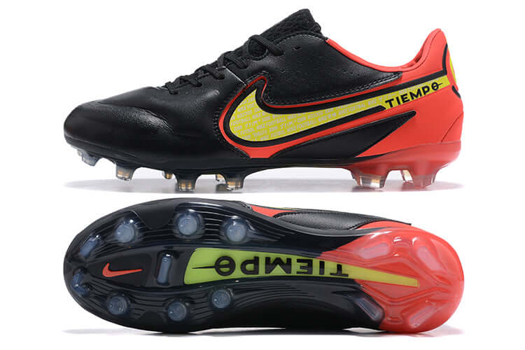 Chuteira Campo Nike Tiempo Legend 9 Elite FG Preta e Laranja