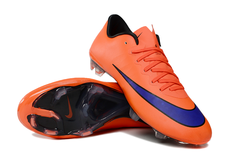 Chuteira Campo Nike Retrô Mercurial Vapor 10 FG Laranja e Azul