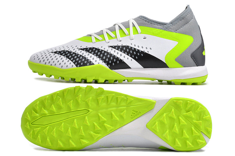 Chuteira Society Adidas Predator Accuracy.1 TF Branca e Verde "Crazyrush Pack"