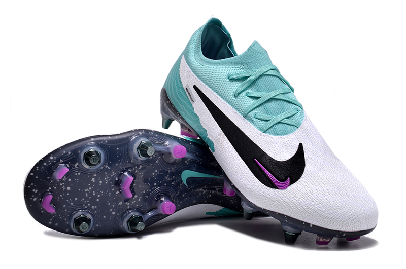 Chuteira Campo Nike Phantom GX Elite Trava Mista Branca, Verde e Roxa "Peak Ready Pack"