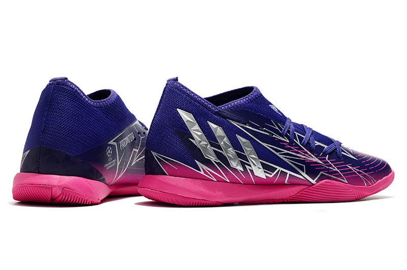 Chuteira Futsal Adidas Predator Edge+ IC Roxa e Rosa "Champions Code Pack"