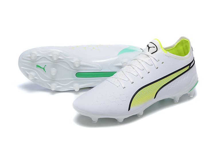 Chuteira Campo Puma King Ultimate FG Branca e Verde " Pursuit Pack"