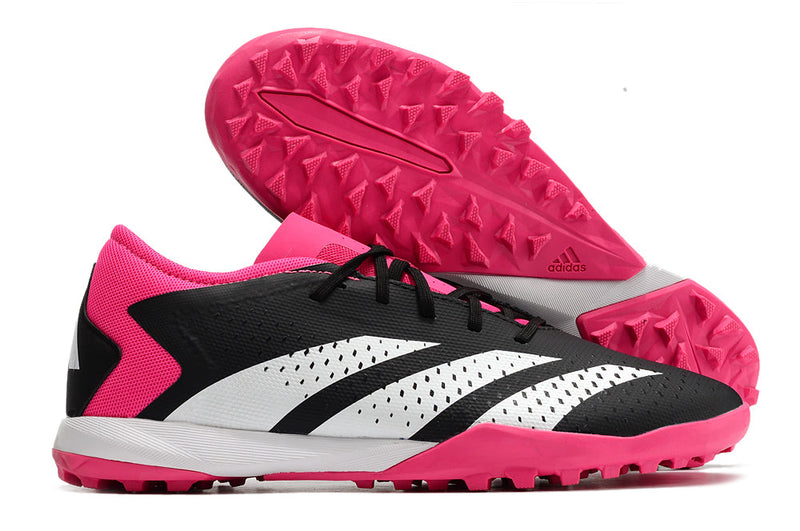 Chuteira Society Adidas Predator Accuracy.1 TF Low Preta e Rosa "Own You Football Pack"