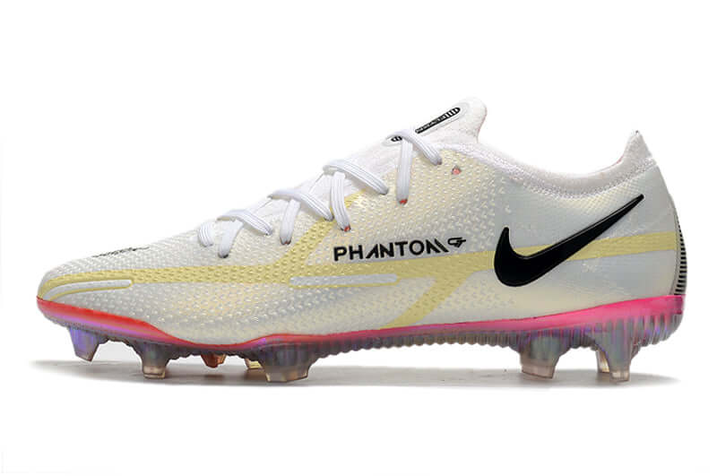 Chuteira Campo Nike Phantom GT2 Elite FG Branca e Amarelo "Rawdacious Pack"