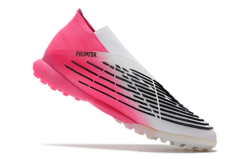 Chuteira Society Adidas Predator Edge+ TF Branca e Rosa "Beckham"