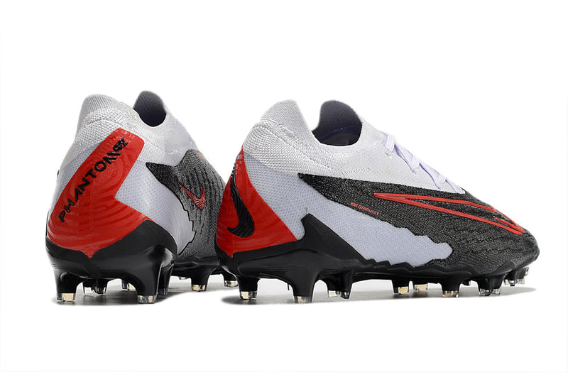 Chuteira Campo Nike Phantom GX Elite FG Branca, Preta e Vermelha