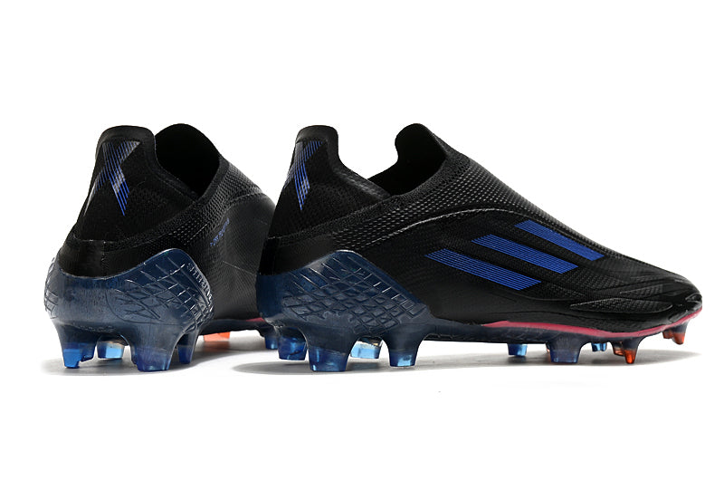 Chuteira Campo Adidas X Speedflow+ FG Preto e Azul "Escape Light Pack"