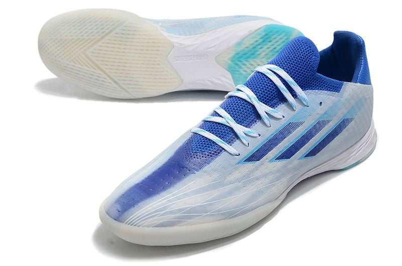 Chuteira Futsal Adidas X Speedflow.1 IC Azul e Branca "Diamond Edge Pack"